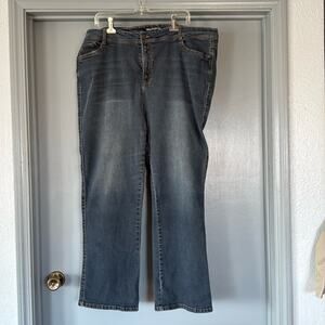 Wallflower sz 22 Women's Blue Jeans Embroidery Flap Pockets Straight Leg